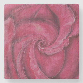 Rode roos close-up stenen onderzetter