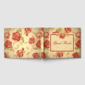 Rode roos, crème, geelbruin antiek bloemetjesboek gastenboek (Volledig)