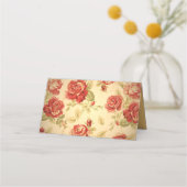 Rode roos, crème, geelbruin antiek floreel plaatskaartje (Achterkant)