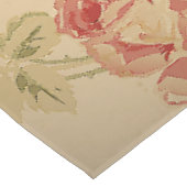 Rode roos, crème, geelbruin antiek floresje tafelkleed (Gekanteld)