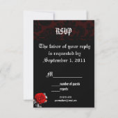 Rode Roos Damask Goth Huwelijk RSVP Uitnodigingen (Voorkant)