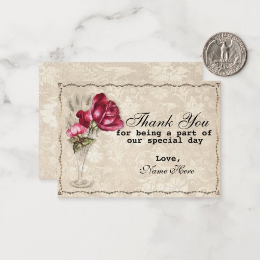  Rode Roos Dank u Notitiekaartje (Voorkant / Achterkant in situ)