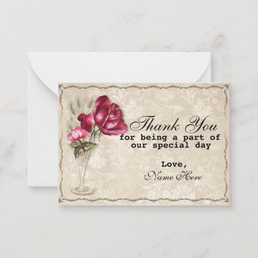 Rode Roos Dank u Notitiekaartje (Voorkant)