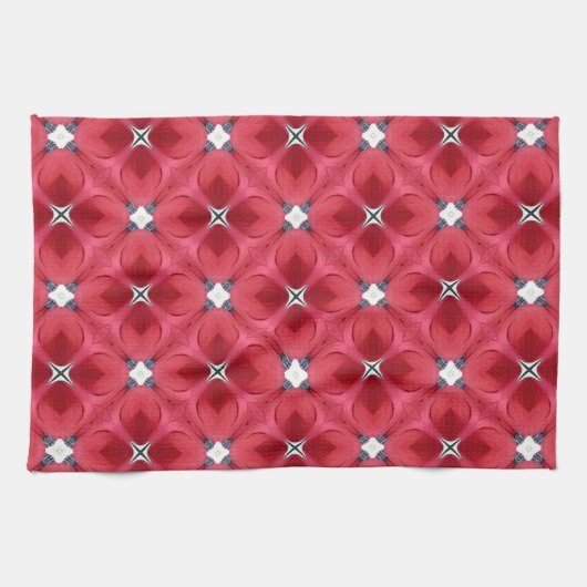 Rode Roos Diamant Geometrisch Patroon Theedoek (Horizontaal)