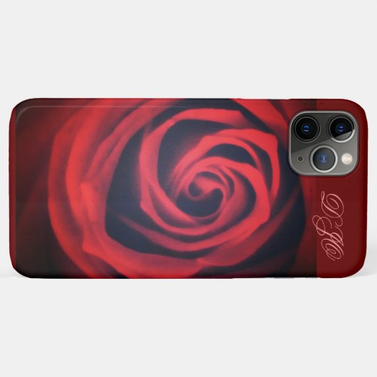 Rode roos dichtbij met monogram Case-Mate iPhone case (Achterkant (horizontaal))
