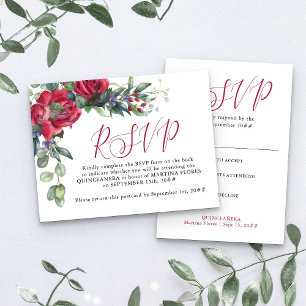 Rode Roos Elegante Quinceanera Voorafgeadresseerde Briefkaart