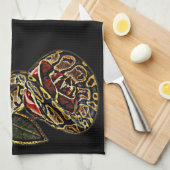 Rode Roos en Bal Python Snake Theedoek (Quarter Fold)