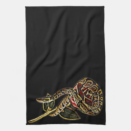 Rode Roos en Bal Python Snake Theedoek (Verticaal)