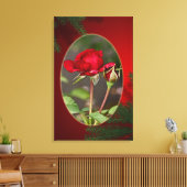 Rode roos en "Bud"dy - Kerstmis Canvas Afdruk (Insitu (Woonkamer))