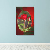 Rode roos en "Bud"dy - Kerstmis Canvas Afdruk (Insitu (Houten vloer))