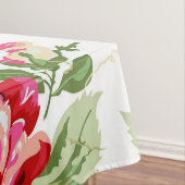 Rode roos en een witte, klassieke afdruklaag tafelkleed (Voorbeeld)