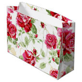 Rode roos en een witte klassieke afdruklaptas met groot cadeauzakje (Achterkant Gekanteld)