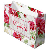 Rode roos en een witte klassieke afdruklaptas met groot cadeauzakje (Voorkant Gekanteld)