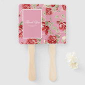 Rode roos en een zwarte, klassieke ventilator voor handwaaier (Voorkant en achterkant)