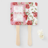 Rode roos en een zwarte, klassieke ventilator voor handwaaier (Voorkant en achterkant)