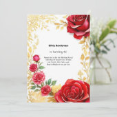Rode Roos en Goud 30e Verjaardag Kaart (Staand voorkant)