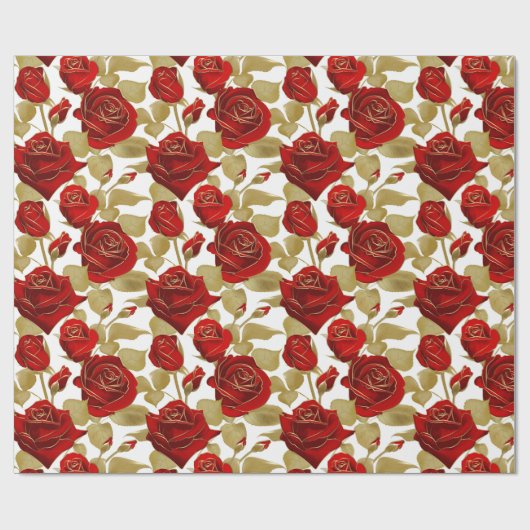 Rode roos en goud cadeaupapier (Vlak)