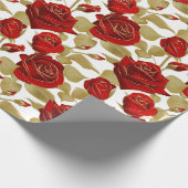 Rode roos en goud cadeaupapier (Hoek)