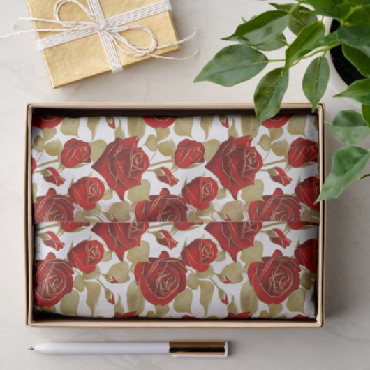 Rode roos en goud tissuepapier (Geschenk)
