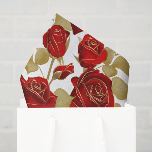 Rode Roos En Goud Tissuepapier (Cadeauzakje)