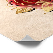 Rode Roos en Gouden Kroon Elegant Welkomfeest Poster (Hoek)