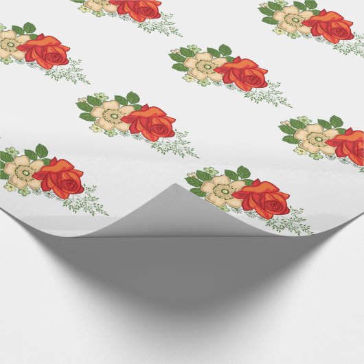 Rode Roos en Madeliefjes Cadeaupapier (Hoek)