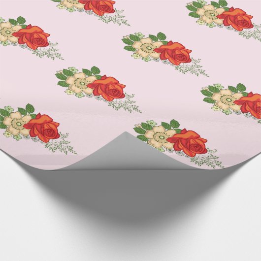Rode Roos en Madeliefjes Cadeaupapier (Hoek)