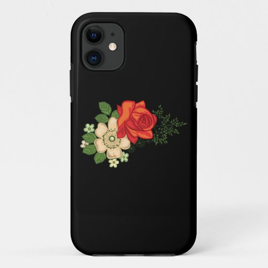 Rode Roos en Madeliefjes Case-Mate iPhone Case (Achterkant)