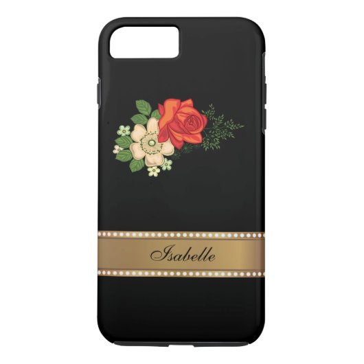Rode Roos en Madeliefjes Gouden Gepersonaliseerde Case-Mate iPhone Case (Achterkant)