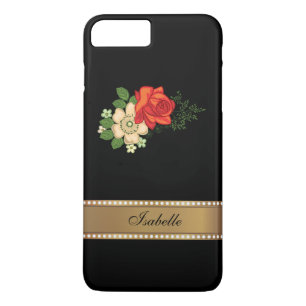 Rode Roos en Madeliefjes Gouden Gepersonaliseerde  iPhone 8/7 Plus Hoesje