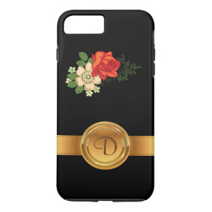 Rode Roos en Madeliefjes Gouden Monogram Naam Case-Mate iPhone Case