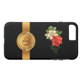 Rode Roos en Madeliefjes Gouden Monogram Naam Case-Mate iPhone Case (Achterkant (Horizontaal))