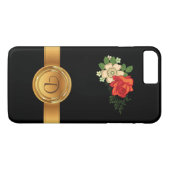 Rode Roos en Madeliefjes Gouden Monogram Naam Case-Mate iPhone Case (Achterkant (Horizontaal))