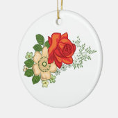 Rode Roos en Madeliefjes Keramisch Ornament (Links)