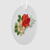Rode Roos en Madeliefjes Ornament (voorkant)