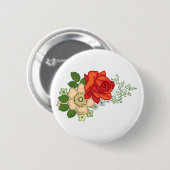 Rode Roos en Madeliefjes Ronde Button 5,7 Cm (Voorkant /achterkant)