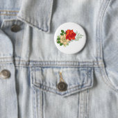 Rode Roos en Madeliefjes Ronde Button 5,7 Cm (In situ)