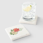 Rode Roos en Madeliefjes Stenen Onderzetter (Zijkant)