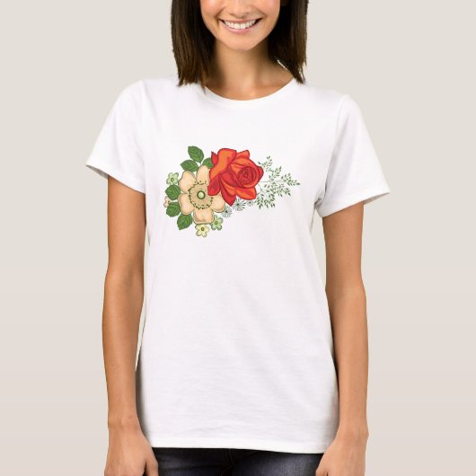 Rode Roos en Madeliefjes T-shirt (Voorkant)