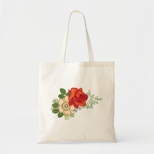 Rode Roos en Madeliefjes Tote Bag (Voorkant)