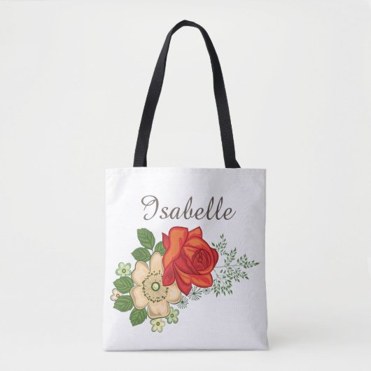 Rode Roos en Madeliefjes Tote Bag (Voorkant)