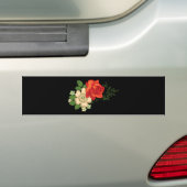 Rode Roos en Madeliefjes Zwarde Achtergrond Bumpersticker (Op auto)