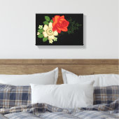 Rode Roos en Madeliefjes Zwarde Achtergrond Canvas Afdruk (Insitu (Slaapkamer))