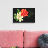 Rode Roos en Madeliefjes Zwarde Achtergrond Canvas Afdruk (Insitu (Woonkamer))