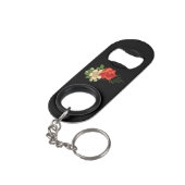 Rode Roos en Madeliefjes Zwarde Achtergrond Mini Flessenopener (Achterkant Gekanteld)
