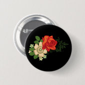 Rode Roos en Madeliefjes Zwarde Achtergrond Ronde Button 5,7 Cm (Voorkant /achterkant)