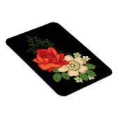 Rode Roos en Madeliefjes Zwarte Achtergrond Magneet (Rechterzijde)