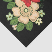 Rode Roos en Madeliefjes Zwarte Achtergrond Tissuepapier (Detail)