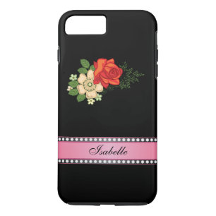 Rode Roos en Margrieten Roze Gepersonaliseerde Naa iPhone 8/7 Plus Hoesje