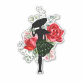 Rode Roos en Mode Aangepast Sticker (Voorkant)